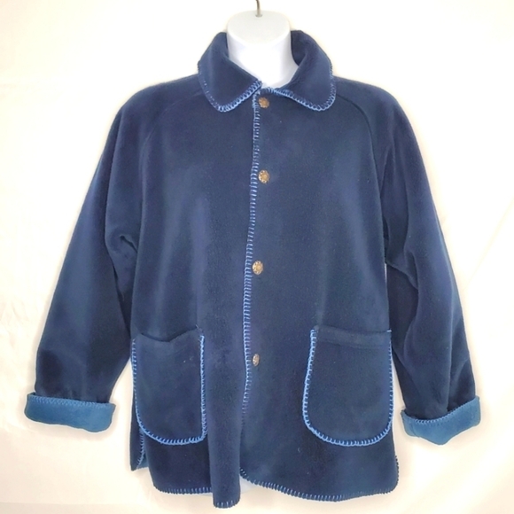 Denali Reversible Fleece Snowflake Jacket Size M Soft Vintage Blanket Coat - Picture 4 of 14